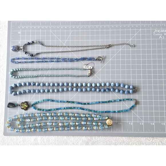 Blue Beaded Necklace Lot - Picture 8 of 8